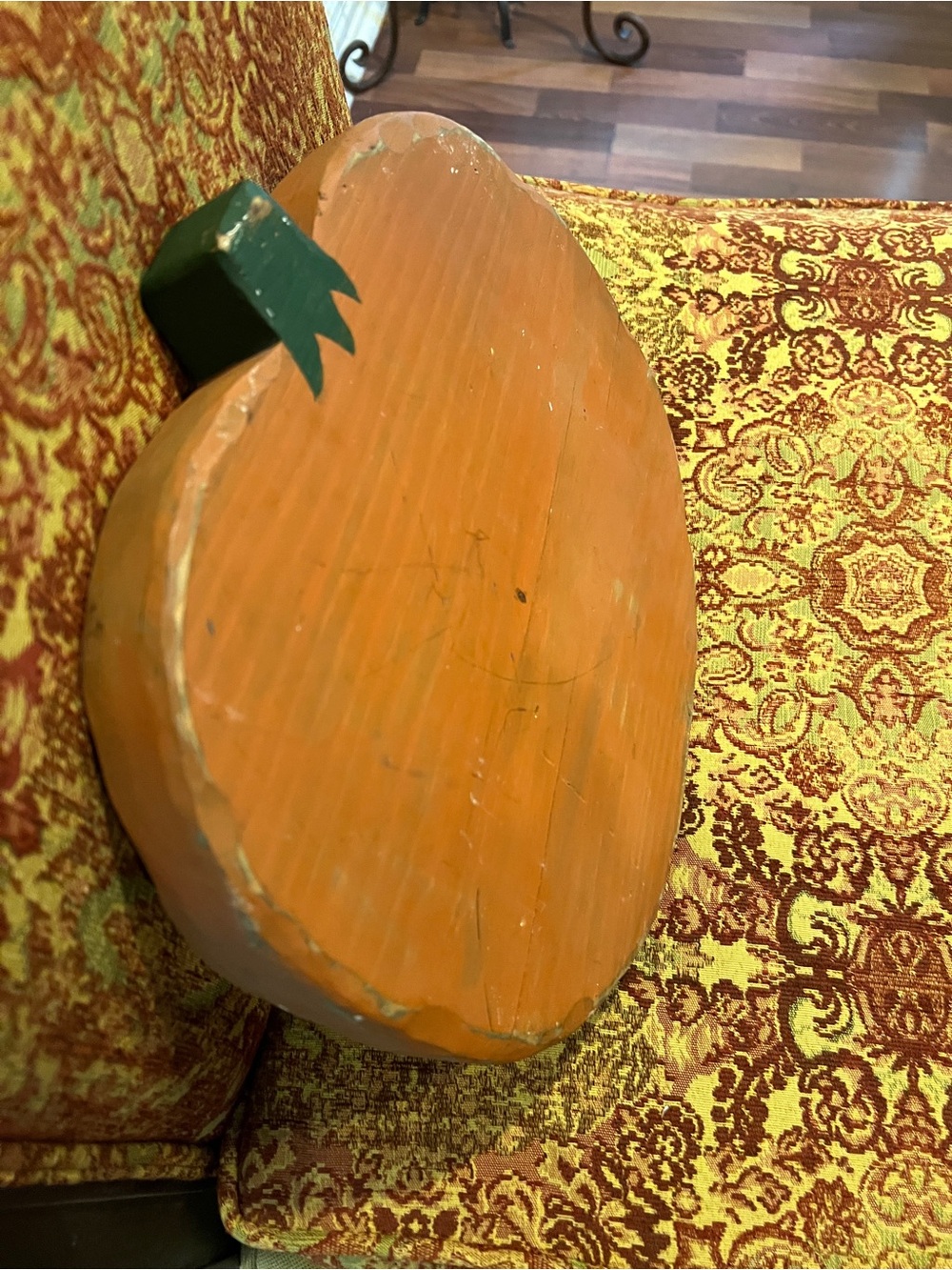 Handcrafted Orange Wooden Pumpkin Fall Halloween Thanksgiving decor Accent - Picture 2 of 8